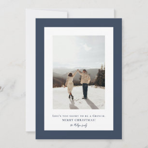 Simple Peacoat frame photo Holiday Card