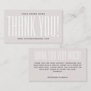 Simple pearl pink minimalist thank you business card