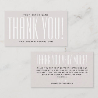 Simple pearl pink minimalist thank you business card