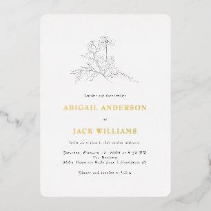 Simple Pencil Botanical Wedding Gold