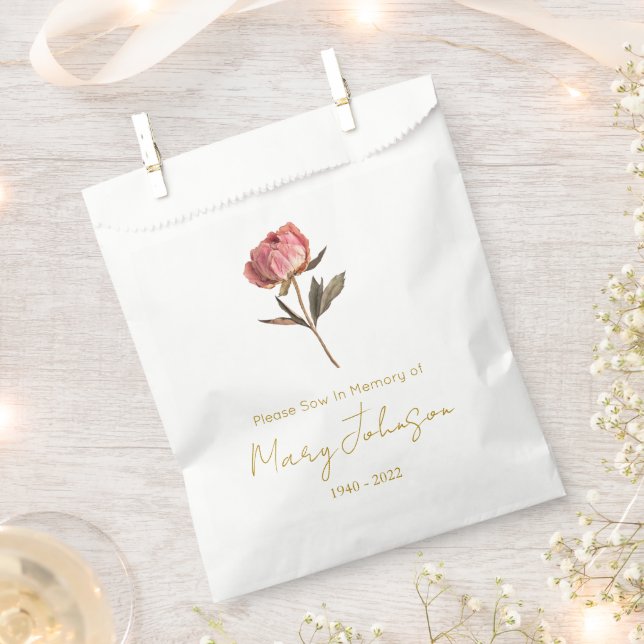 Simple Peony Seed packet Funeral  Favour Bag (Clipped)