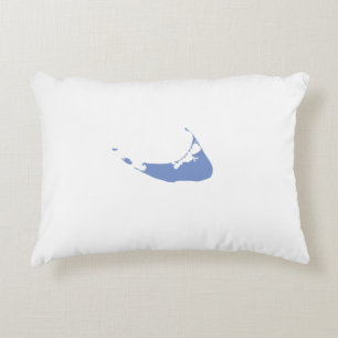 Simple Periwinkle Blue Nantucket Island ACK Map Decorative Cushion