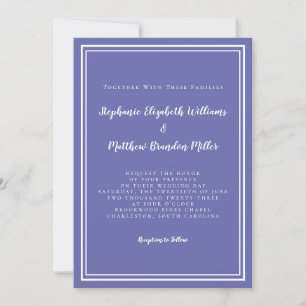 Simple Periwinkle Blue & White Wedding Minimalist Invitation