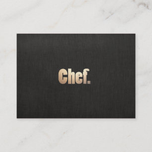 Simple Personal Chef  Faux Black Linen and Gold Business Card