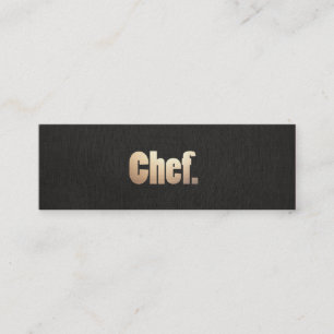 Simple Personal Chef Faux Black Linen and Gold Mini Business Card