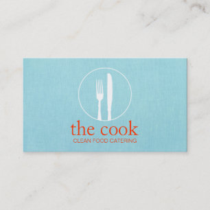 Simple Personal Chef Modern Catering Turquoise Business Card
