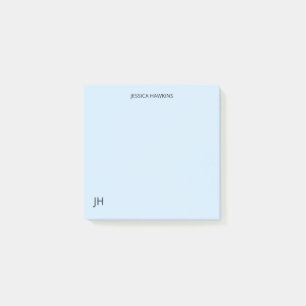 Simple Personal Stationery Monogram Pale Blue Post-it Notes