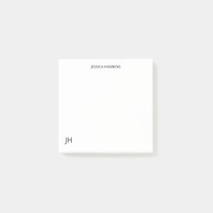 Simple Personal Stationery Monogram White Post-it Notes