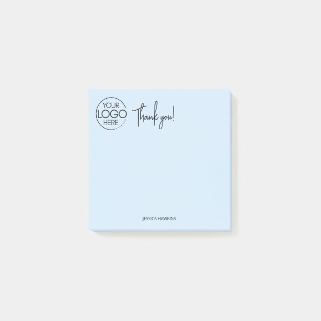 Simple Personal Stationery Thank You Pale Blue Post-it Notes (Front)