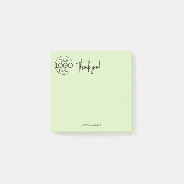 Simple Personal Stationery Thank You Pale Green Post-it Notes (Front)
