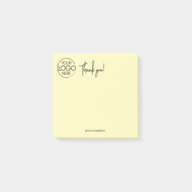 Simple Personal Stationery Thank You Yellow Post-it Notes (Front)