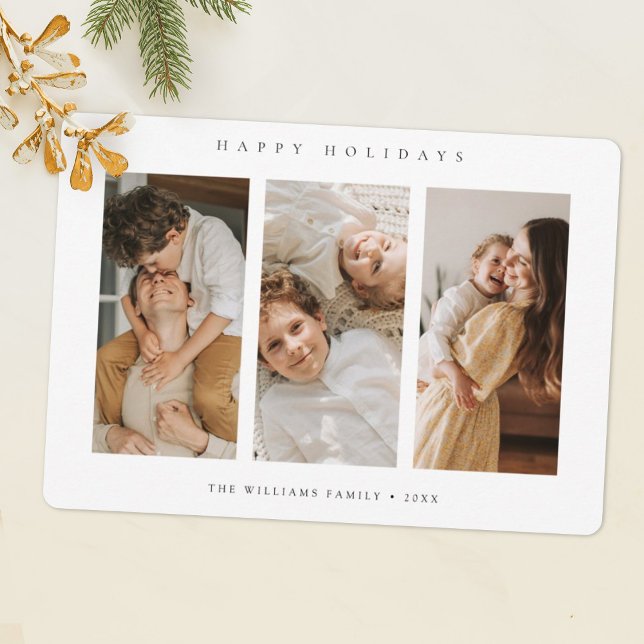 Simple Personalised 3 Photo Collage Christmas |  Holiday Card (Creator Uploaded)