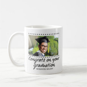 Simple Personalised Black And Grey Graduation Gift Coffee Mug