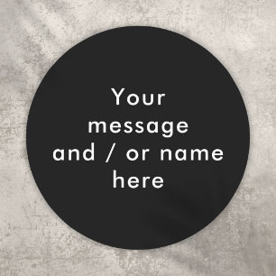 Simple Personalised Black and White Classic Round Sticker