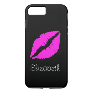 Simple Personalised Black Pink Lips iPhone 8 Plus/7 Plus Case