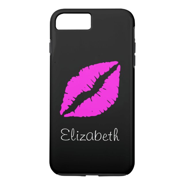 Simple Personalised Black Pink Lips Case-Mate iPhone Case (Back)