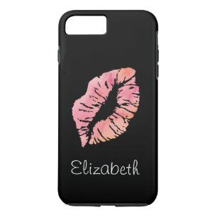 Simple Personalised Black Pink Lips iPhone 8 Plus/7 Plus Case