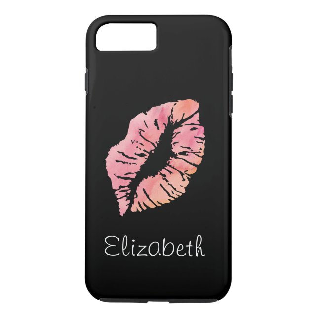 Simple Personalised Black Pink Lips Case-Mate iPhone Case (Back)