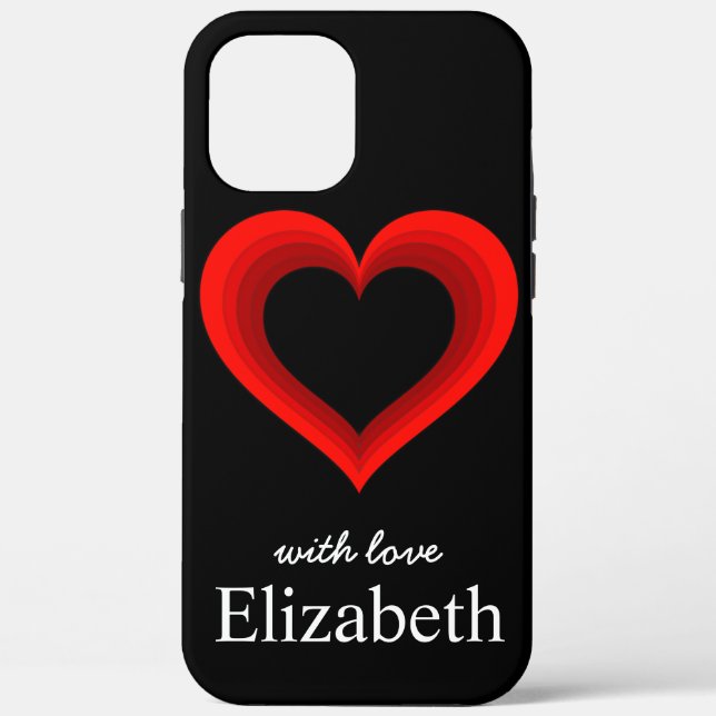 Simple Personalised Black Red Heart Case-Mate iPhone Case (Back)