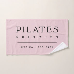 Simple Personalised Blush Pink Pilates Princess Hand Towel