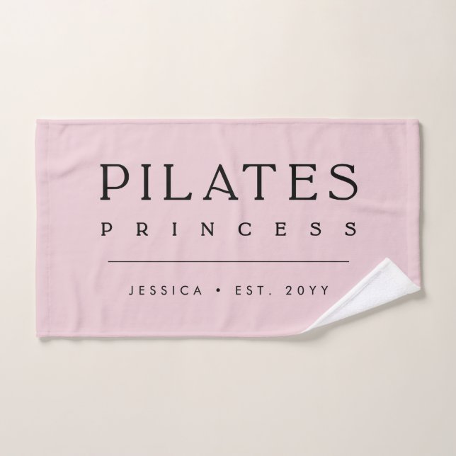Simple Personalised Blush Pink Pilates Princess Hand Towel (Hand Towel)