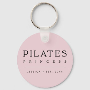 Simple Personalised Blush Pink Pilates Princess Key Ring