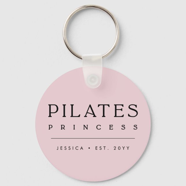 Simple Personalised Blush Pink Pilates Princess Key Ring (Front)