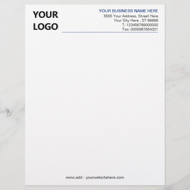 Simple Personalised Business Letterhead with Logo (Front)