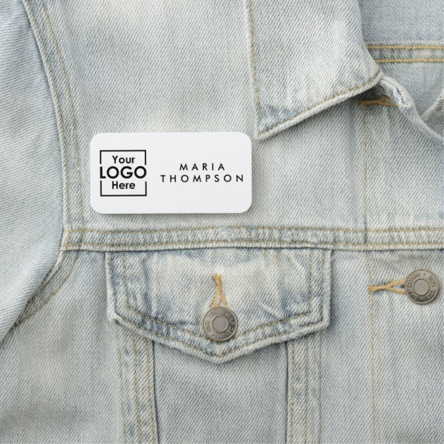 Simple Personalised Business Logo Employee Staff Name Tag (In Situ)