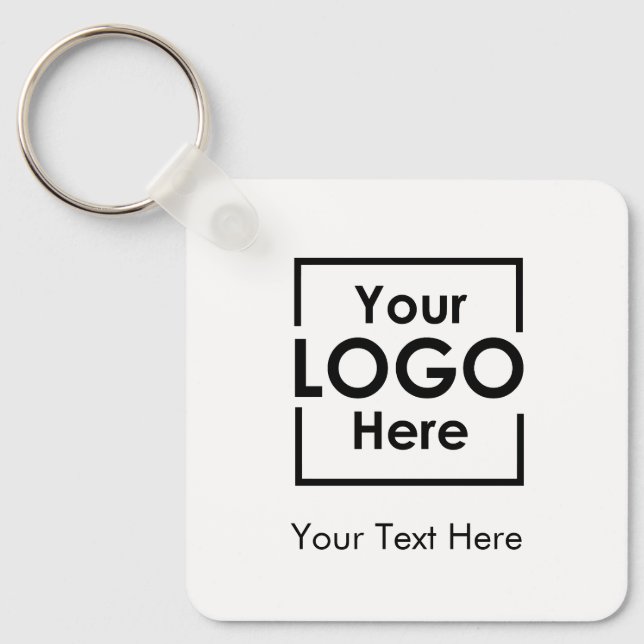 Simple Personalised Business Logo Text White Key Ring (Front)