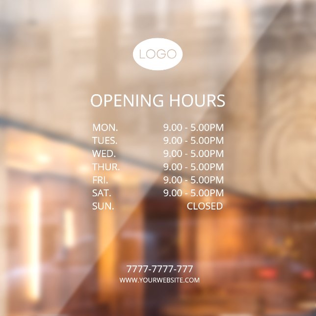 Simple Personalised Business Opening Hours Logo (Sheet 2)