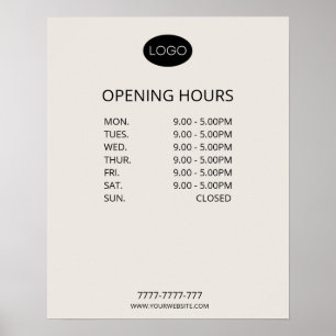 Simple Personalised Business Opening Hours Logo Poster