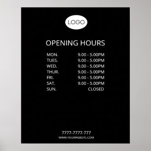 Simple Personalised Business Opening Hours Logo Poster