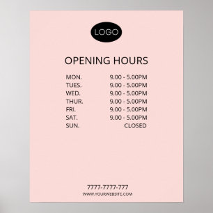 Simple Personalised Business Opening Hours Logo Poster