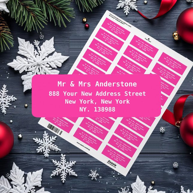 Simple Personalised Chic Elegant Return Address  Label (Simple, elegant, personalized hot pink return address labels. Stylish and chic.)