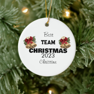 simple personalised co-workers Christmas gift Ceramic Ornament