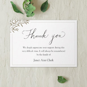 Simple Personalised Condolence Thank You Cards