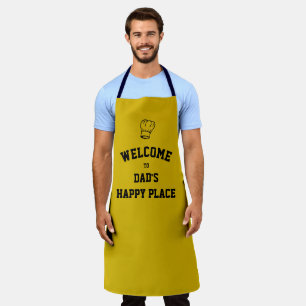 Simple Personalised DAD'S HAPPY PLACE Yellow Apron