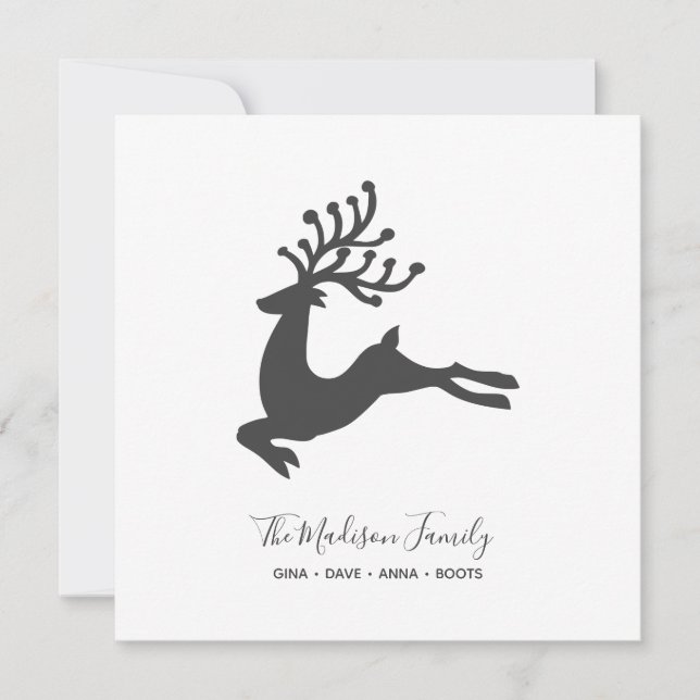 Simple Personalised Deer Holiday Card (Front)