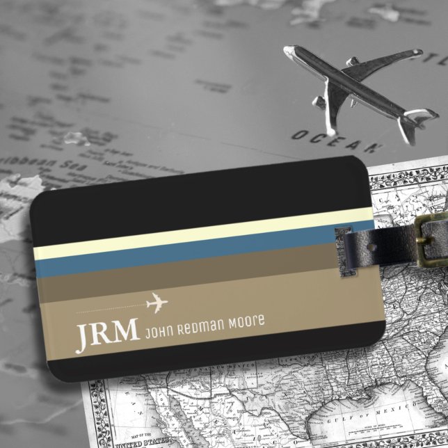 Simple, personalised elegant bag travel striped luggage tag