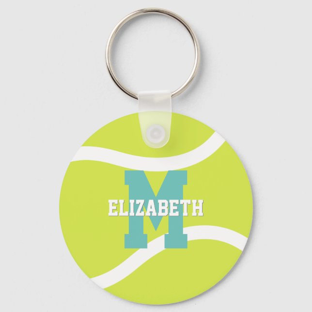 simple personalised girls boys tennis player key ring (Front)