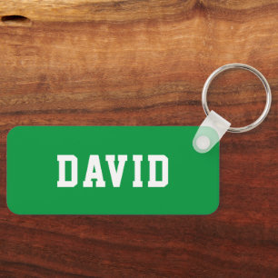 Simple Personalised Green School Backpack Name Tag Key Ring