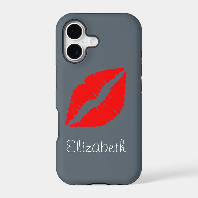 Simple Personalised Grey Red Lips (Back)