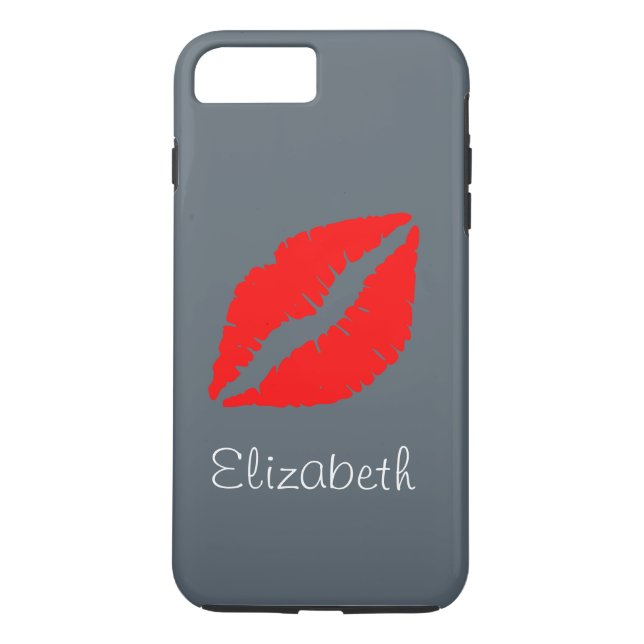 Simple Personalised Grey Red Lips Case-Mate iPhone Case (Back)