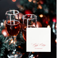 Simple Personalised Happy Holidays Red Cocktail