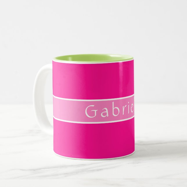 Simple Personalised Hot Pink Two-Tone Coffee Mug (Front Left)