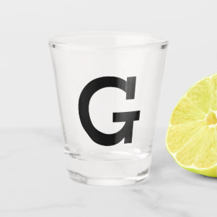 Simple Personalised Initial Letter Black Shot Glass