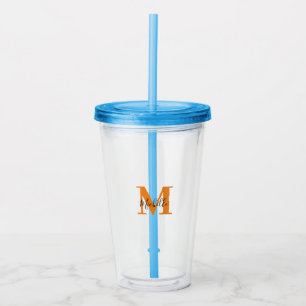 Simple Personalised Initials and Name Monogram Acrylic Tumbler