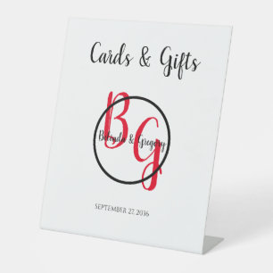 Simple Personalised Initials Wedding Cards & Gifts Pedestal Sign