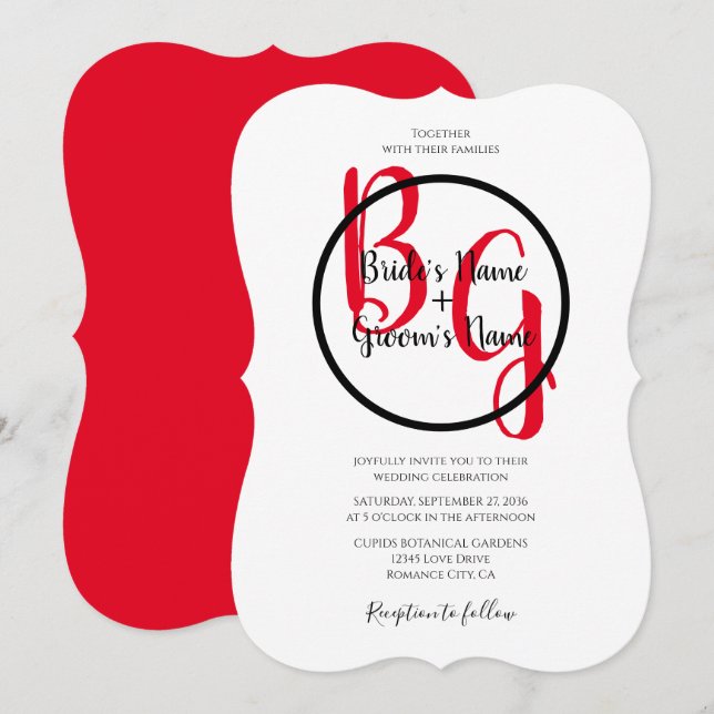 Simple Personalised Initials Wedding Invitations (Front/Back)